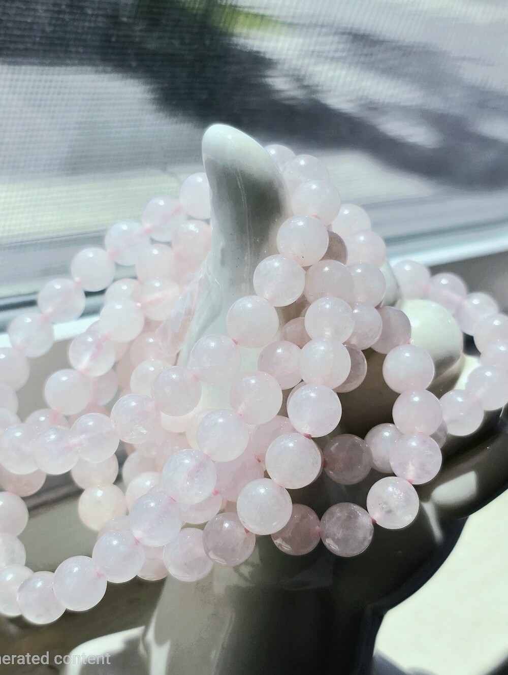 Rose Quartz Beaded Stretch Bracelet | Natural Stone Quartz | Handmade| 8mm - Picture 7 of 9